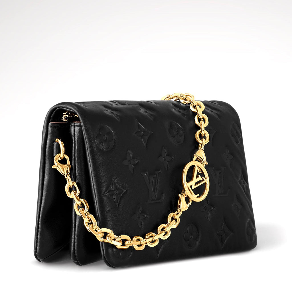 LOUIS VUITTON EMBOSSED MONOGRAM LAMBSKIN LEATHER COUSSIN POCHETTE