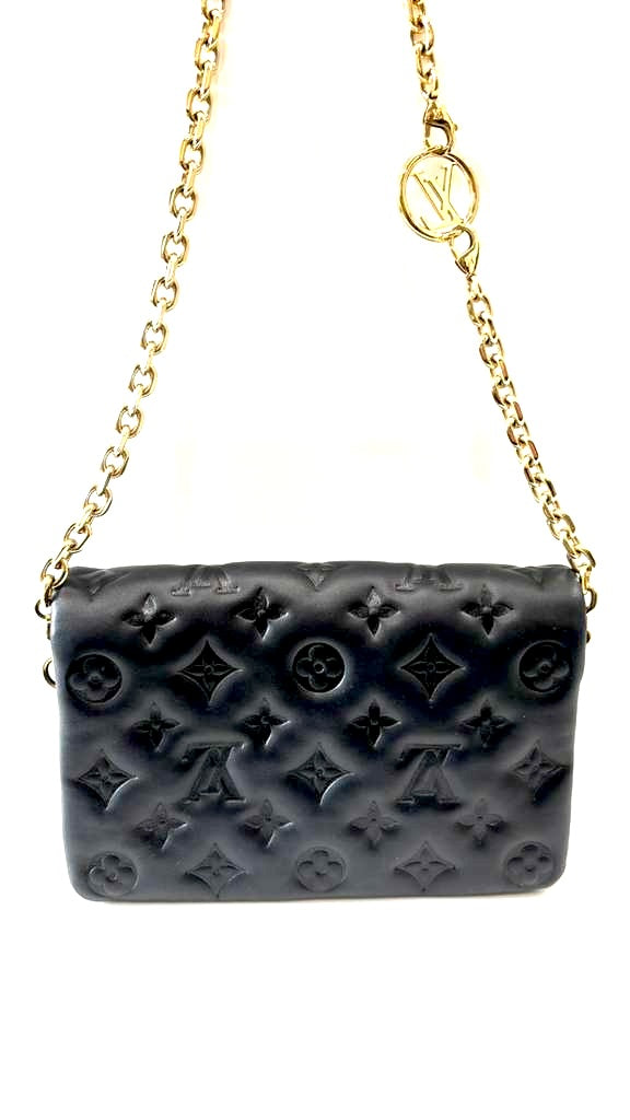 LOUIS VUITTON EMBOSSED MONOGRAM LAMBSKIN LEATHER COUSSIN POCHETTE