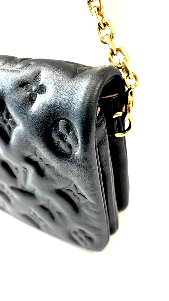 LOUIS VUITTON EMBOSSED MONOGRAM LAMBSKIN LEATHER COUSSIN POCHETTE