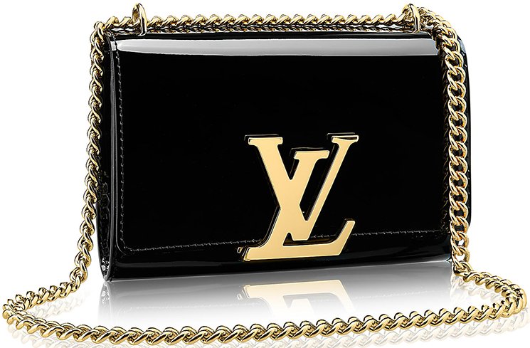 LOUIS VUITTON PATENT LOUISE MM SLIDING CHAIN SHOULDER BAG