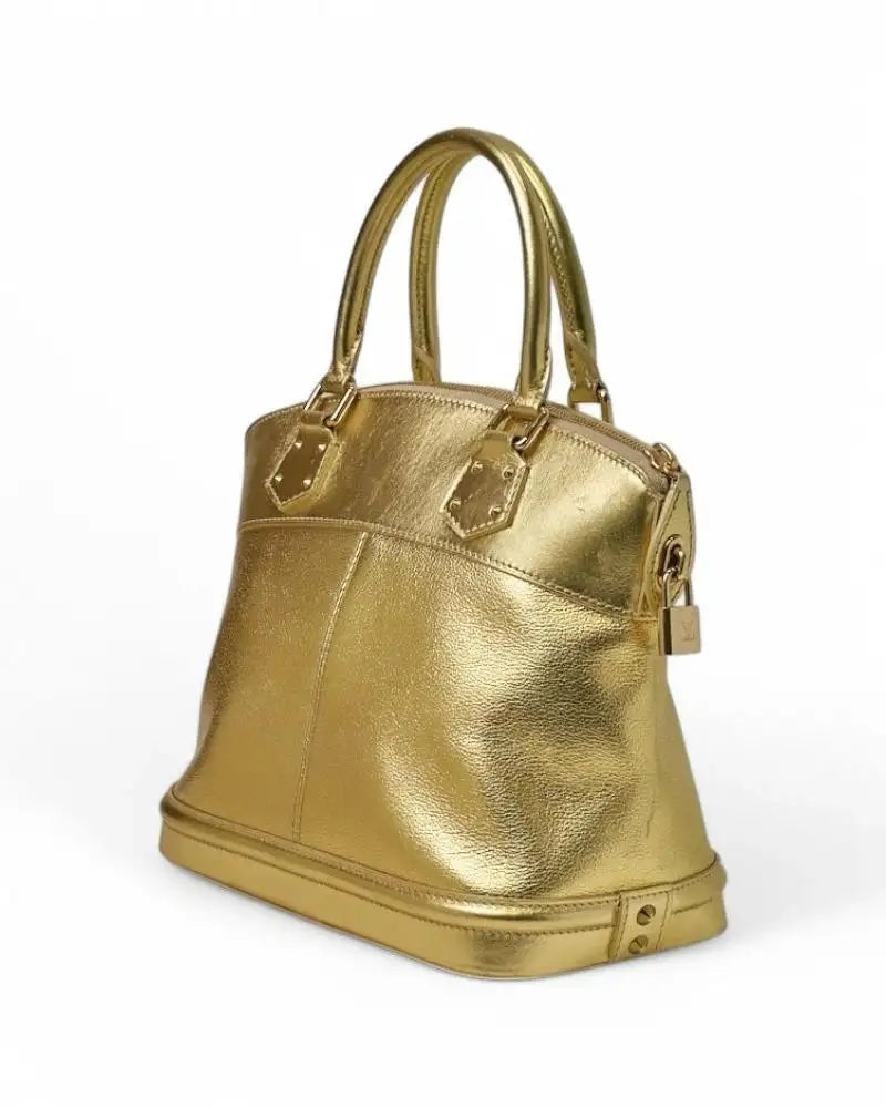 LOUIS VUITTON SUHALI METALLIC CALFSKIN LEATHER LOCKIT MM HANDBAG