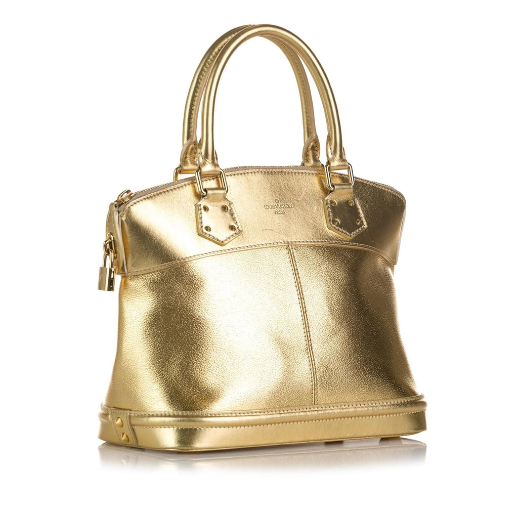 LOUIS VUITTON SUHALI METALLIC CALFSKIN LEATHER LOCKIT MM HANDBAG