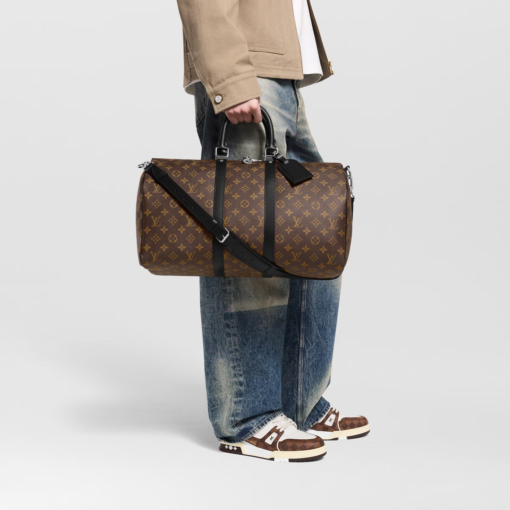 LOUIS VUITTON MONOGRAM MACASSAR KEEPALL 45 BANDOULIÈRE BAG