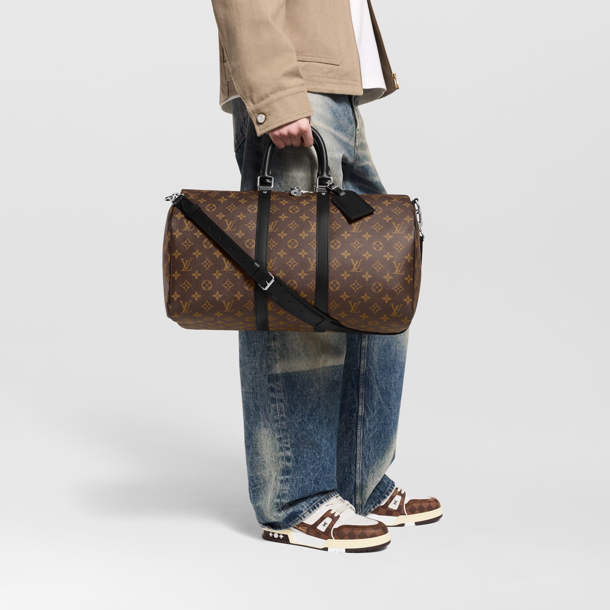 LOUIS VUITTON MONOGRAM MACASSAR KEEPALL 45 BANDOULIÈRE BAG