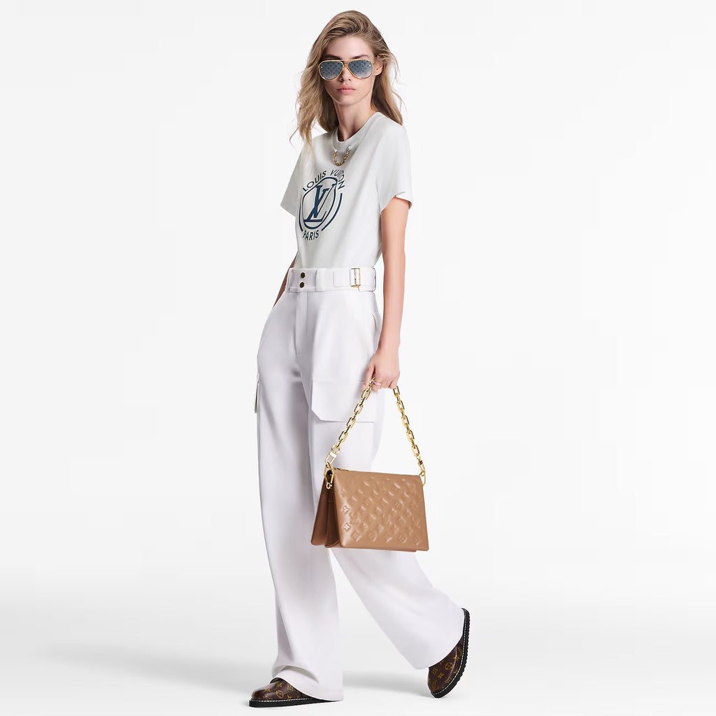 LOUIS VUITTON LAMBSKIN EMBOSSED MONOGRAM COUSSIN PM BAG