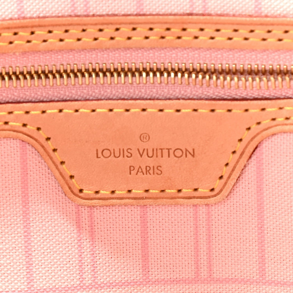 LOUIS VUITTON DAMIER AZUR NEVERFULL MM TOTE ROSE BALLERINE