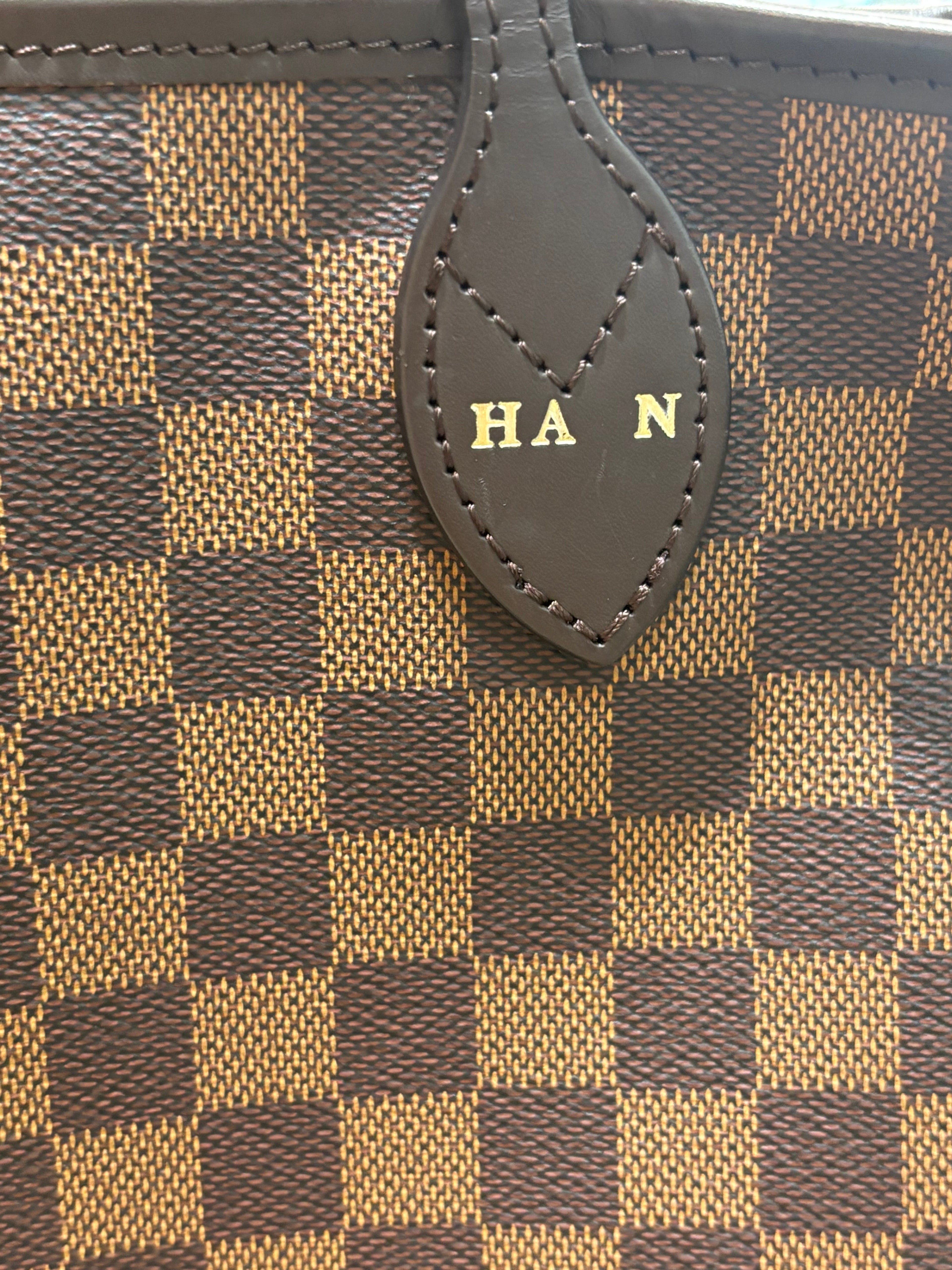LOUIS VUITTON DAMIER EBENE NEVERFULL MM TOTE BAG CERISE RED