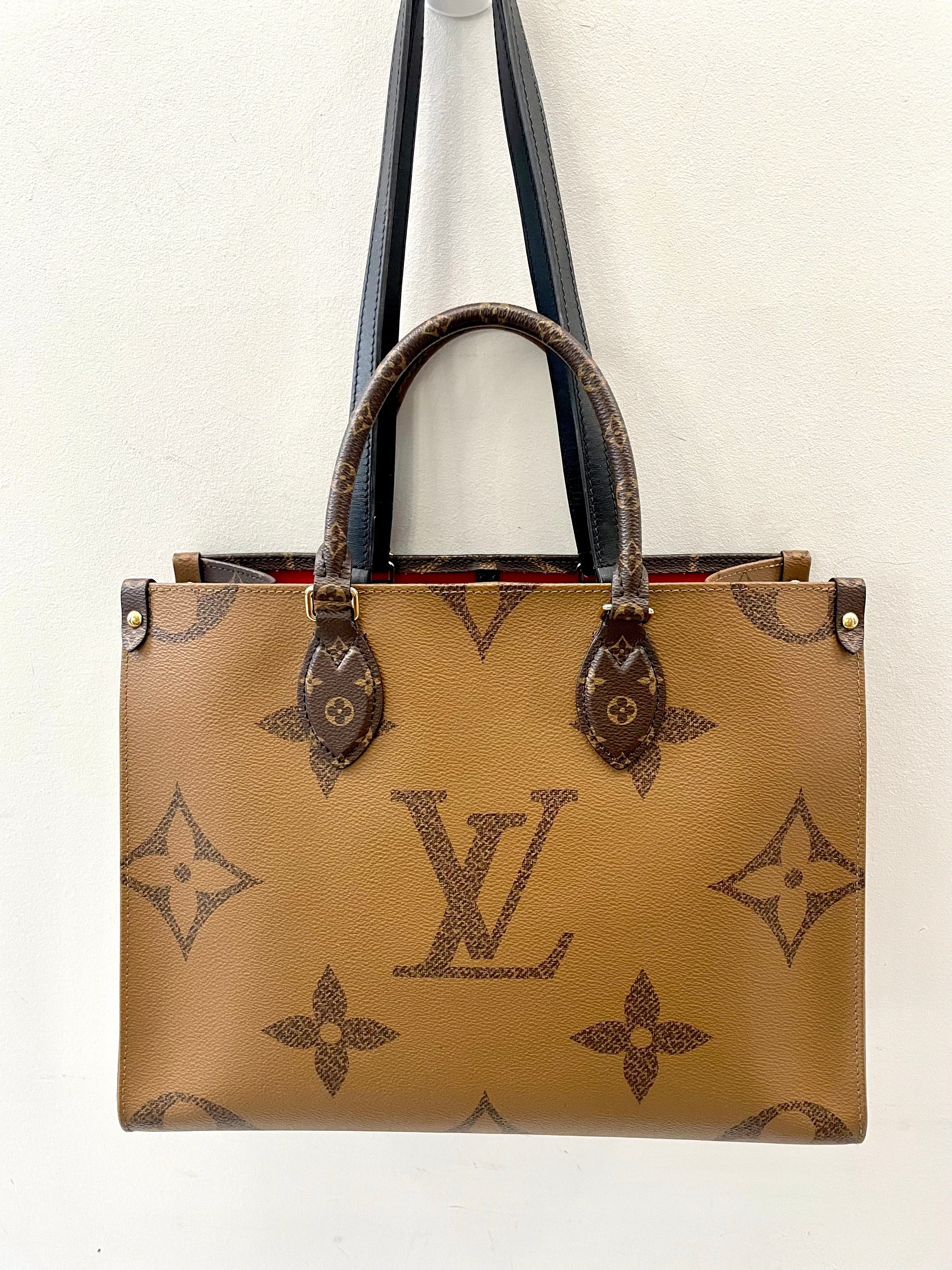 LOUIS VUITTON GIANT REVERSE MONOGRAM ON THE GO MM TOTE BAG