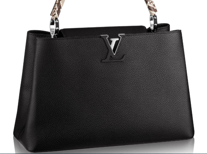LOUIS VUITTON TAURILLON LEATHER & PYTHON SKIN CAPUCINES MM-HS