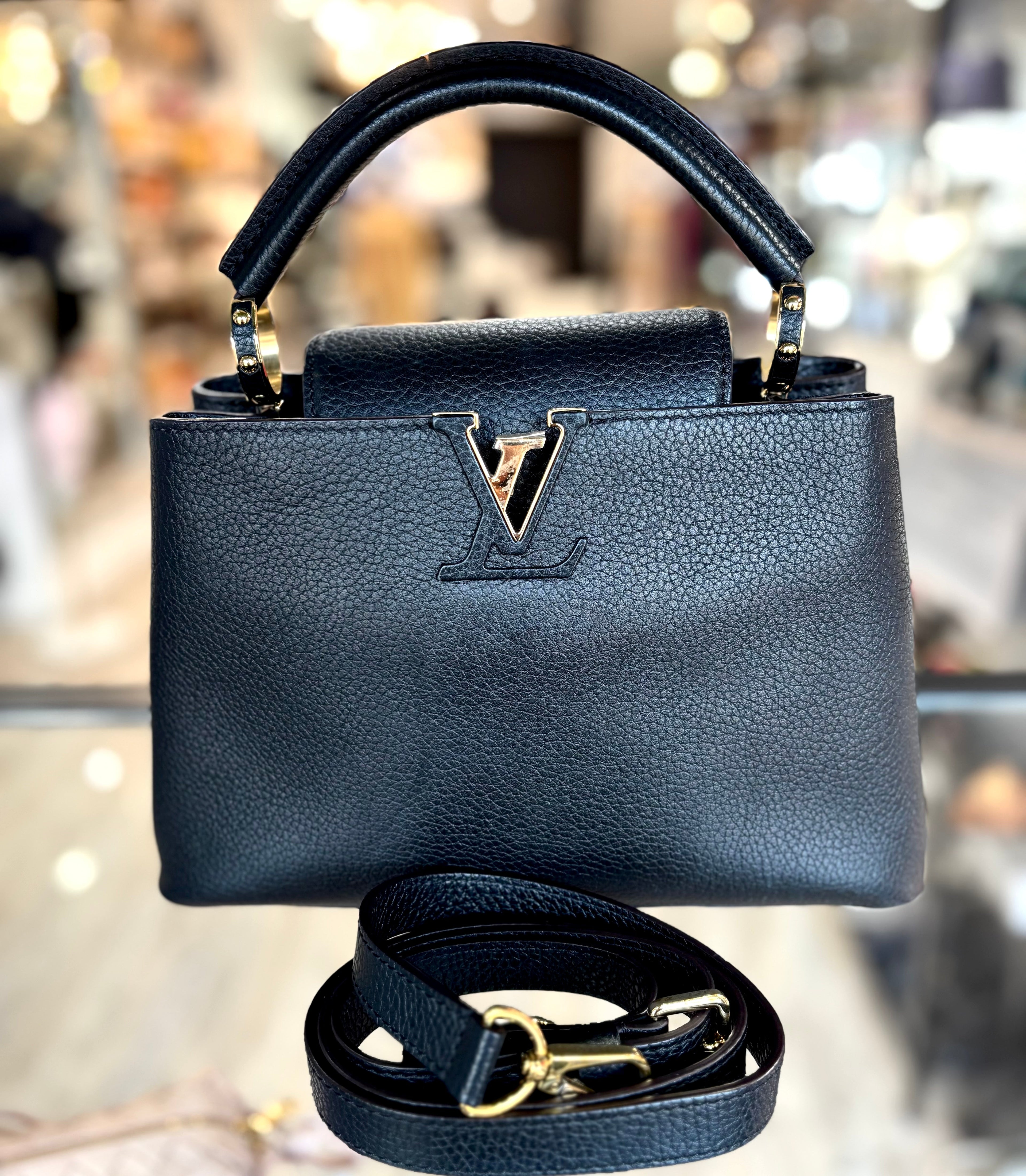LOUIS VUITTON TAURILLON LEATHER SMALL CAPUCINES BAG