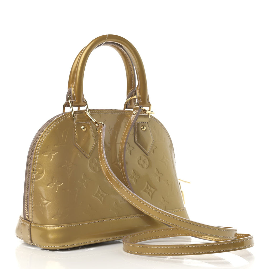 LOUIS VUITTON VERNIS ALMA BB HANDBAG GOLD
