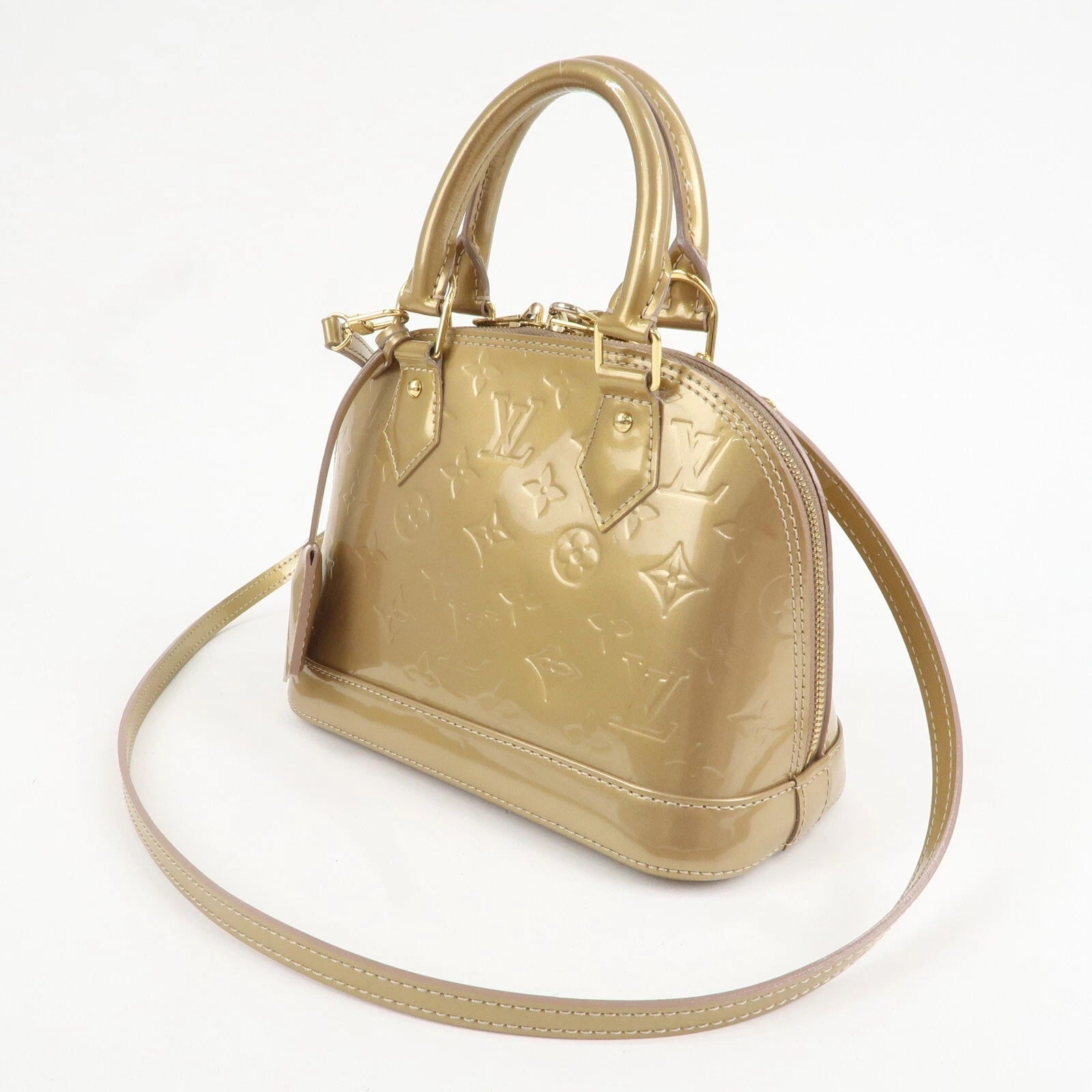 LOUIS VUITTON VERNIS ALMA BB HANDBAG GOLD