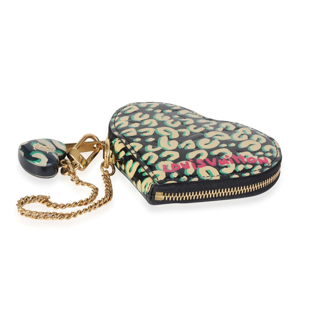 LOUIS VUITTON X STEPHEN SPROUSE LEOPARD VERNIS HEART COIN PURSE