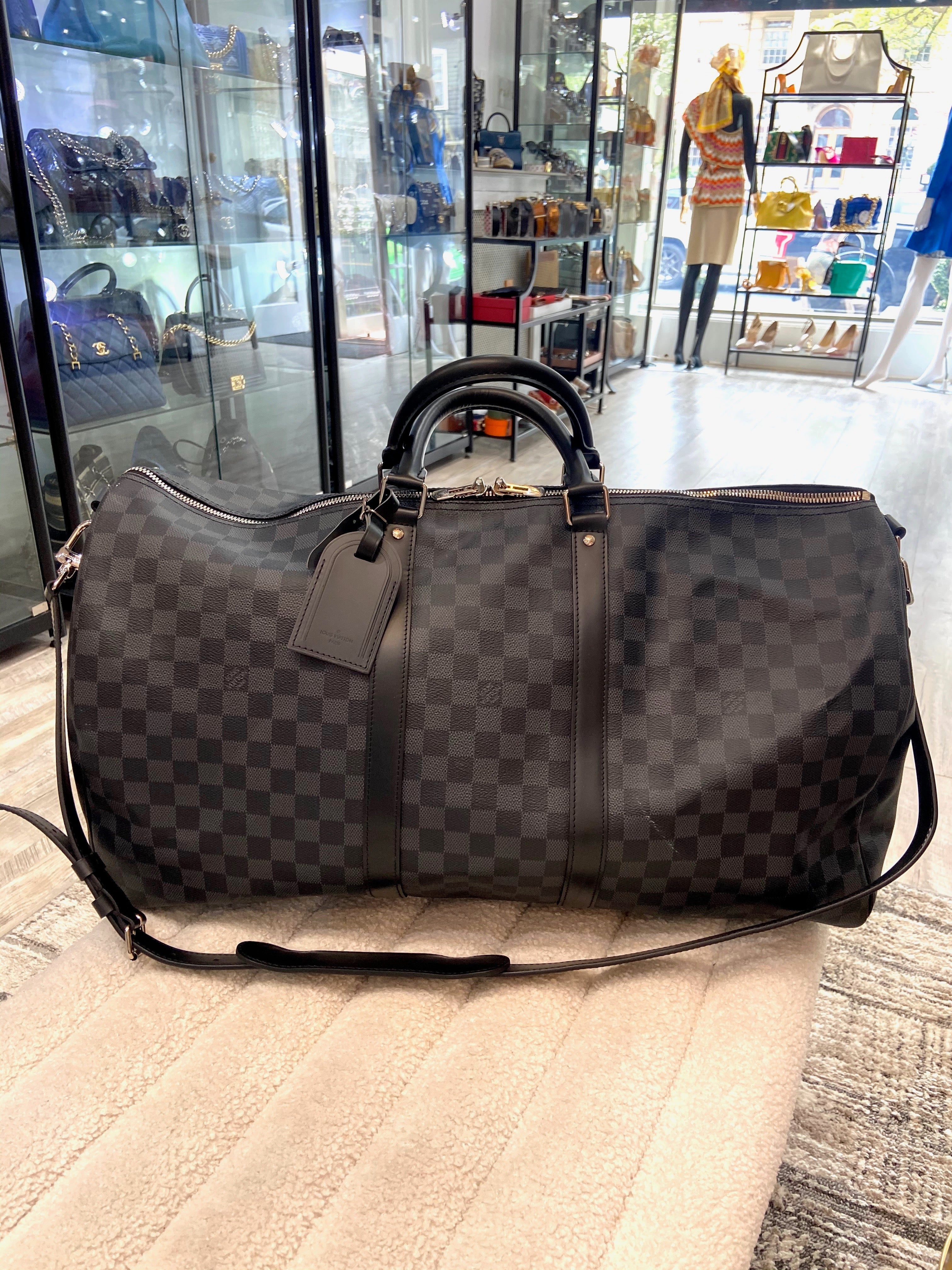 LOUIS VUITTON DAMIER GRAPHITE KEEPALL BANDOULIÈRE 55 BAG