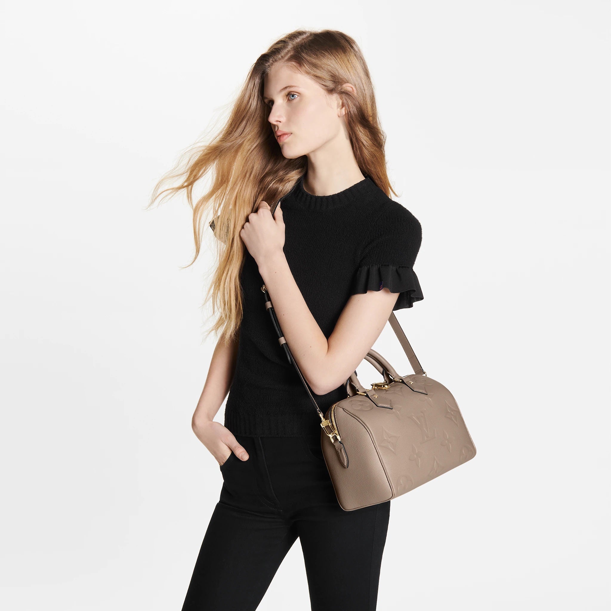 LOUIS VUITTON SPEEDY BANDOULIÈRE 25 EMPREINTE LEATHER HANDBAG