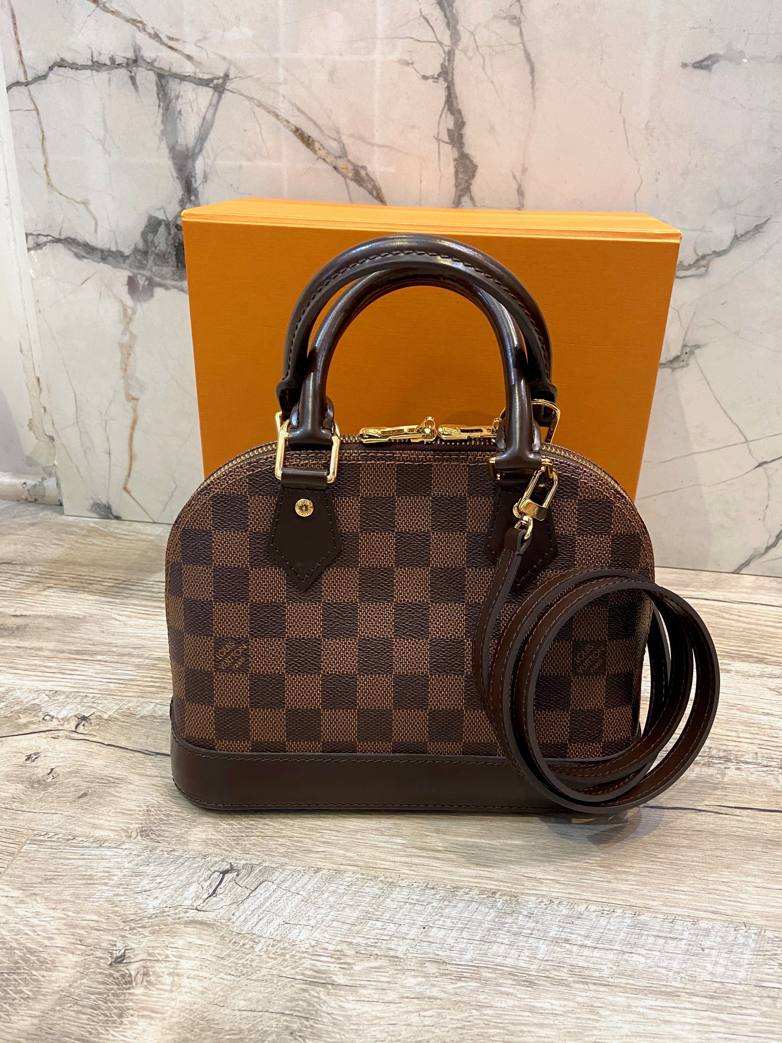 LOUIS VUITTON DAMIER EBENE ALMA BB BAG