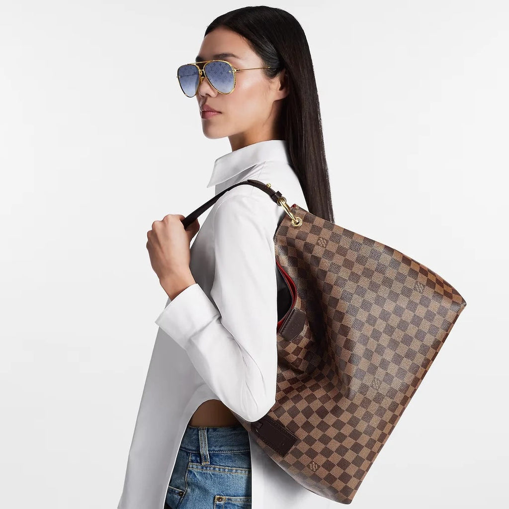 LOUIS VUITTON DAMIER EBENE GRACEFUL MM HOBO BAG