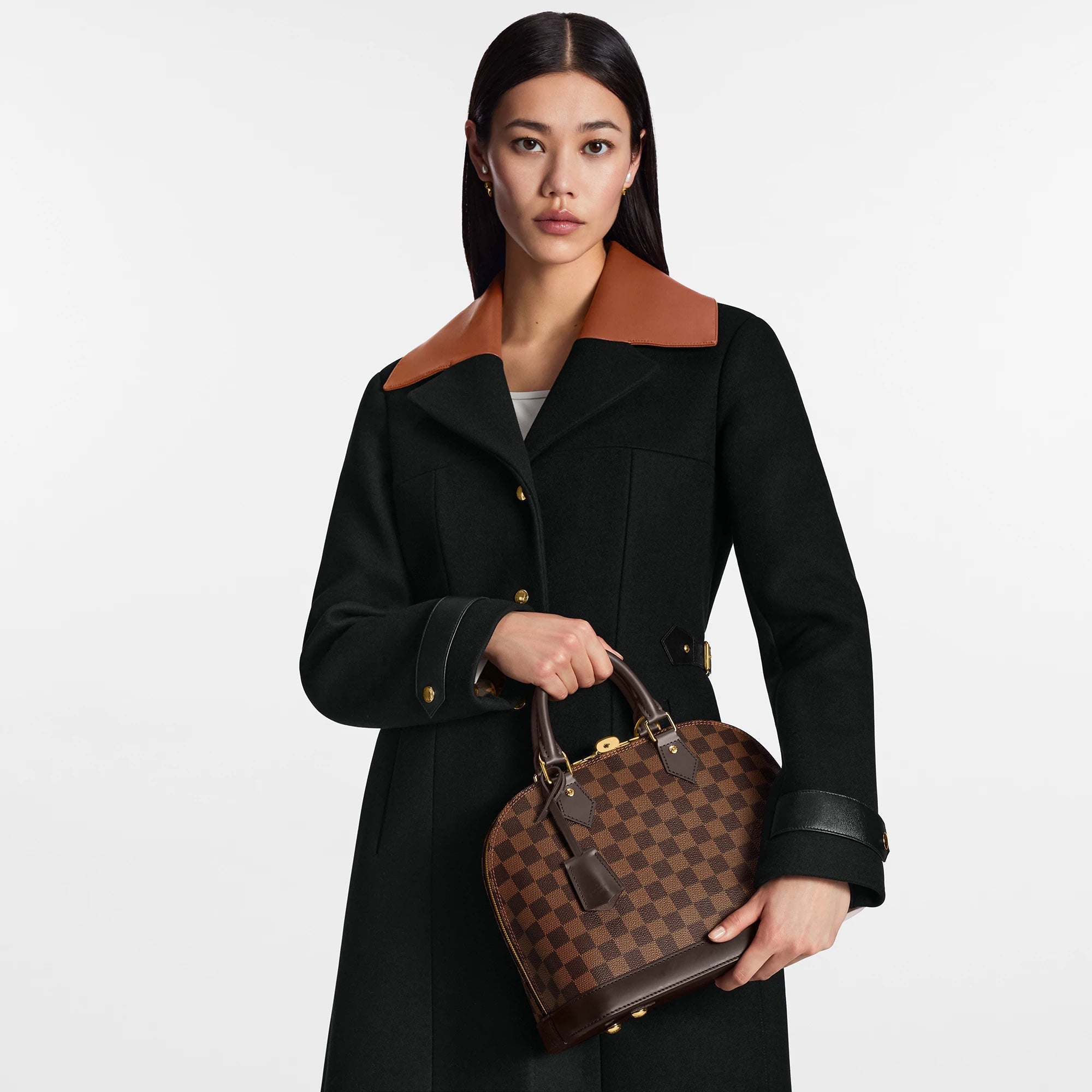 LOUIS VUITTON DAMIER EBENE ALMA PM HANDBAG