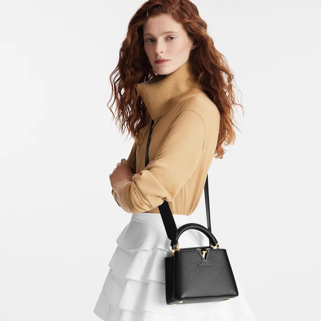 LOUIS VUITTON TAURILLON LEATHER MINI CAPUCINES BAG