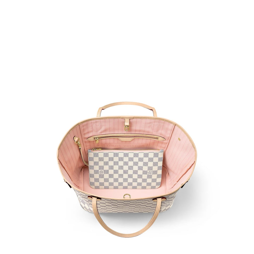 LOUIS VUITTON DAMIER AZUR NEVERFULL MM TOTE ROSE BALLERINE