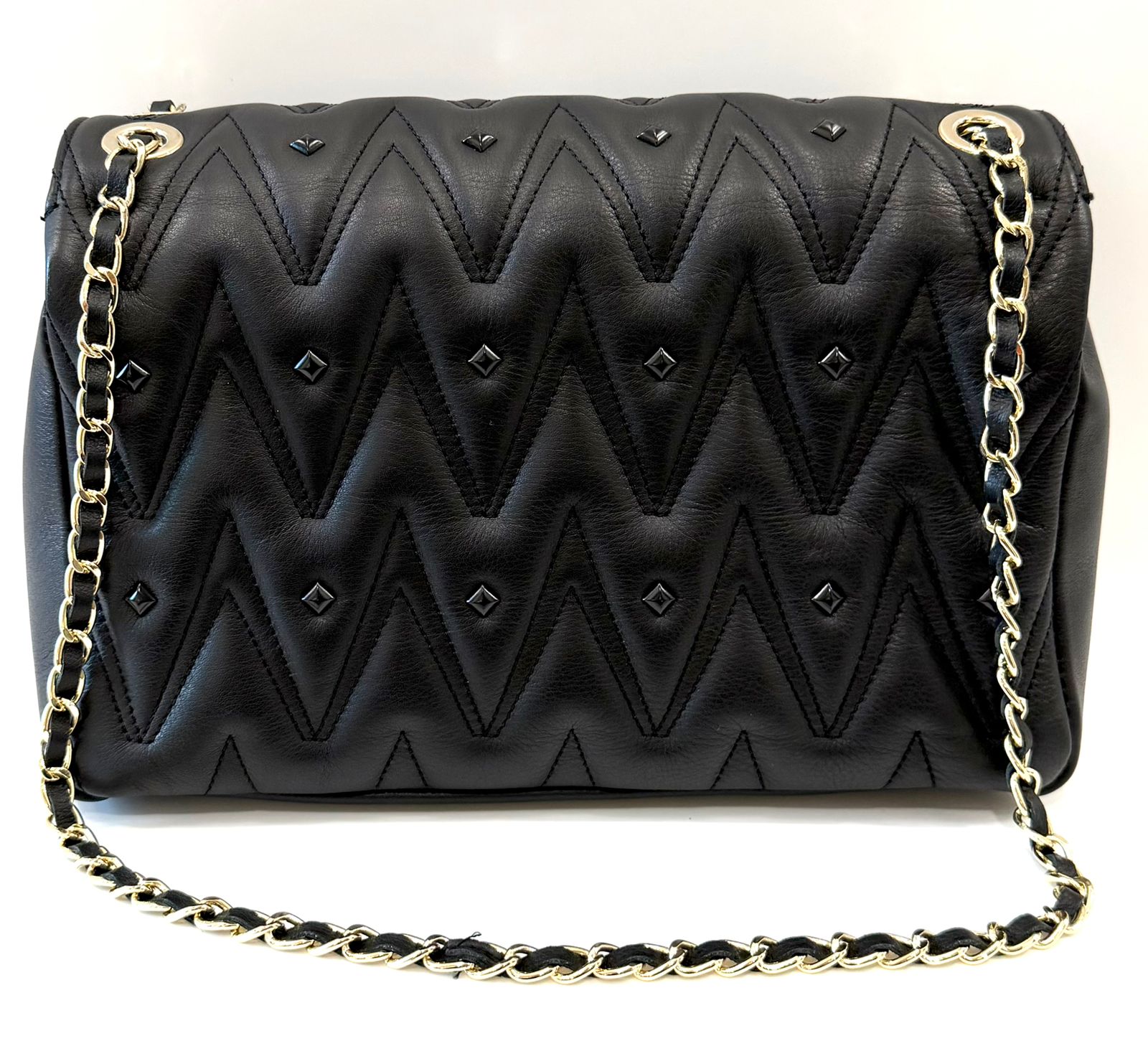 MARIO VALENTINO POSH DIAMOND QUILTED CALFSKIN LEATHER BAG