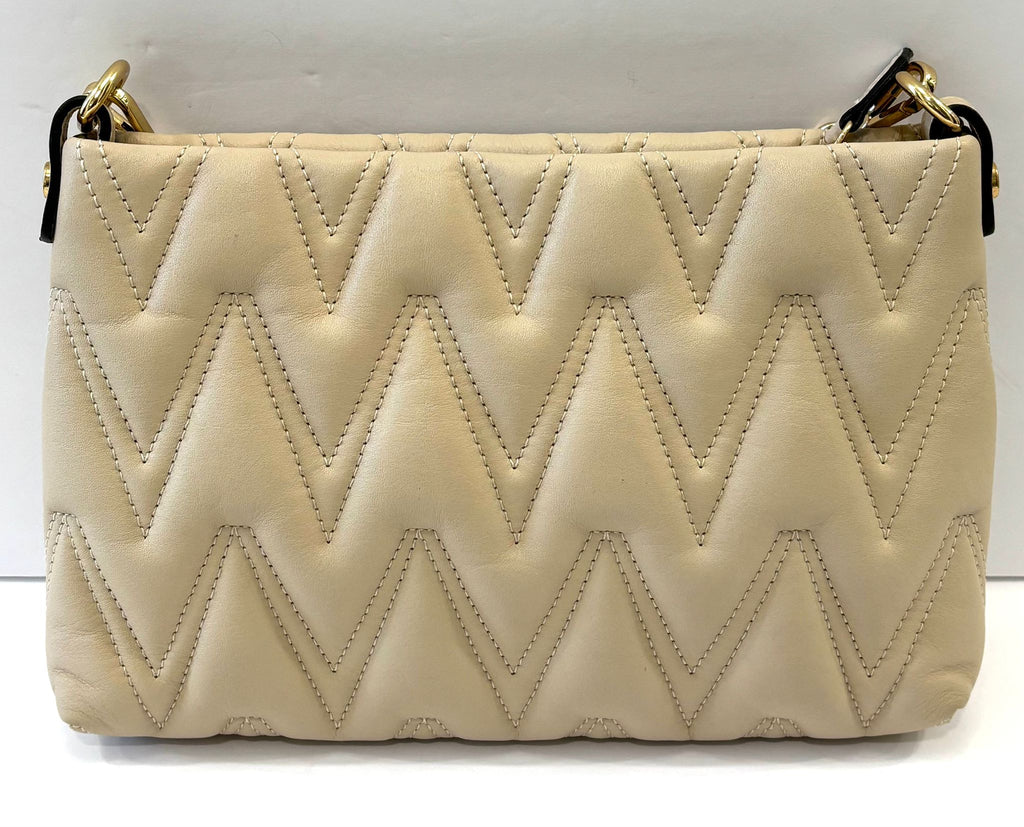 VALENTINO VANILLE D CHEVRON QUILTED LEATHER SHOULDER BAG