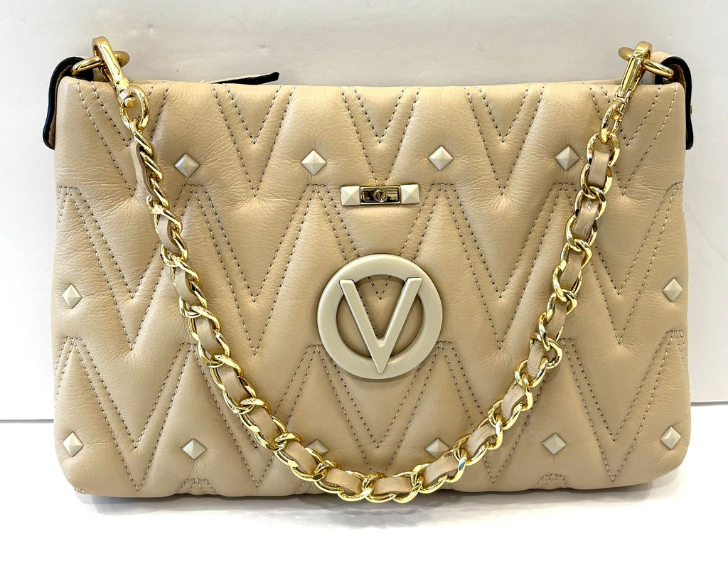 VALENTINO VANILLE D CHEVRON QUILTED LEATHER SHOULDER BAG