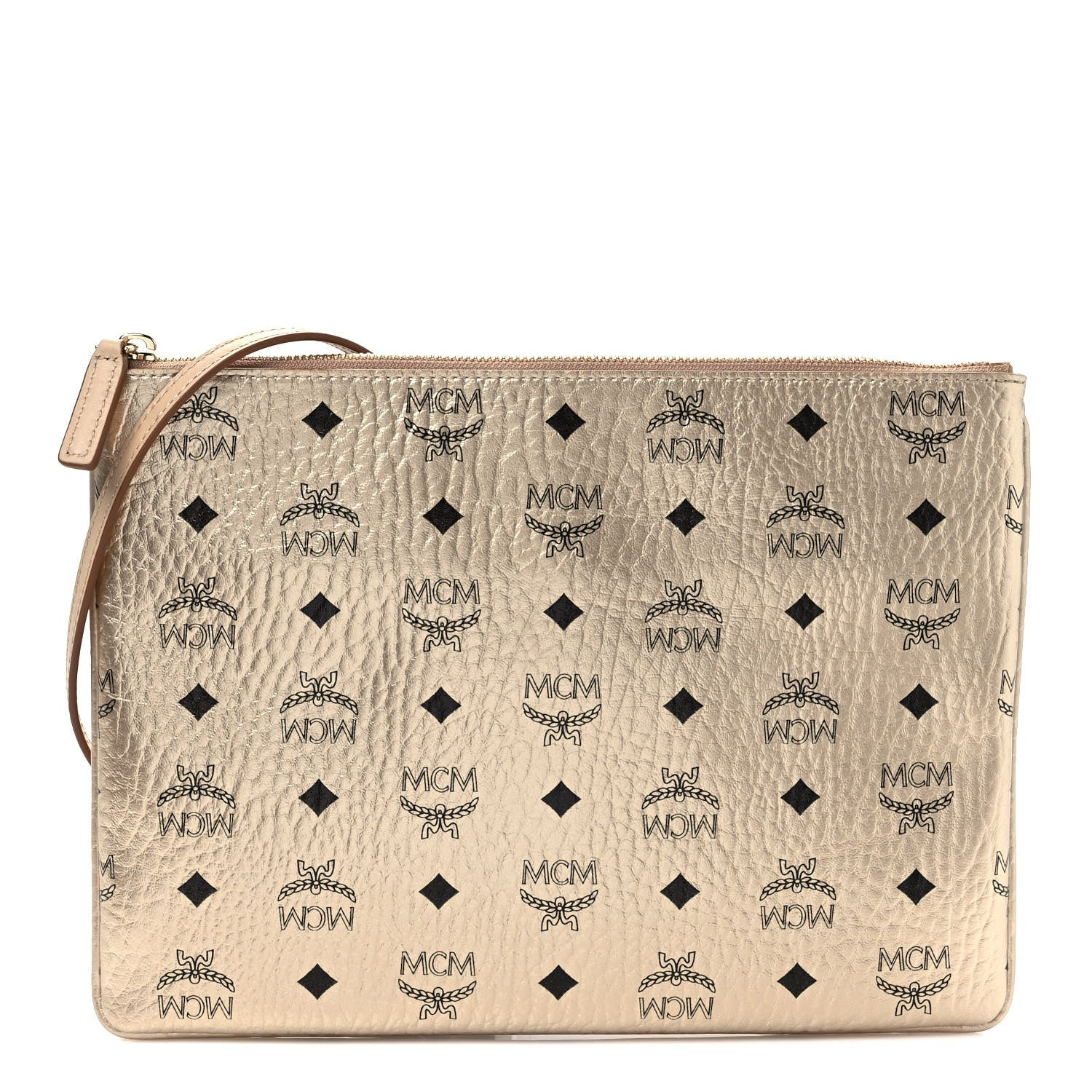 MCM VISETOS MONOGRAM MEDIUM METALLIC LEATHER CROSSBODY BAG