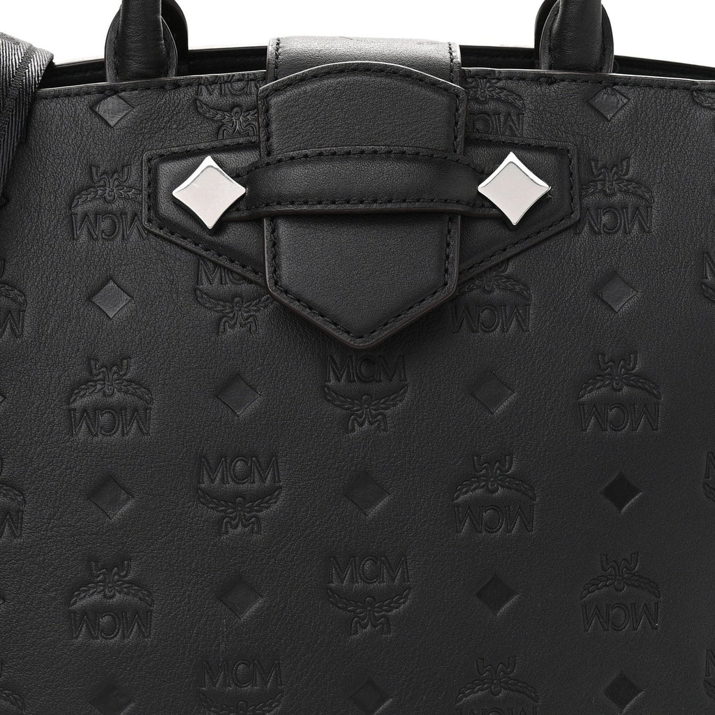 MCM CALFSKIN LEATHER OTTOMAR MONOGRAM ESSENTIAL TOTE BAG