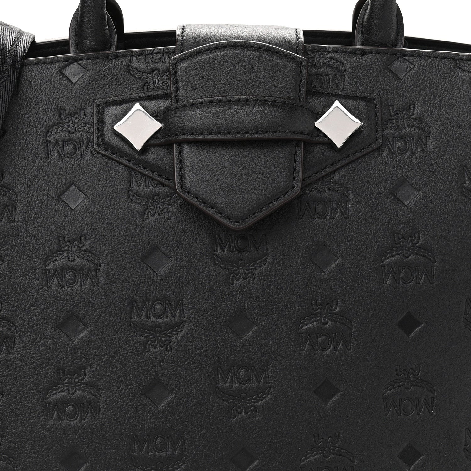 MCM CALFSKIN LEATHER OTTOMAR MONOGRAM ESSENTIAL TOTE BAG
