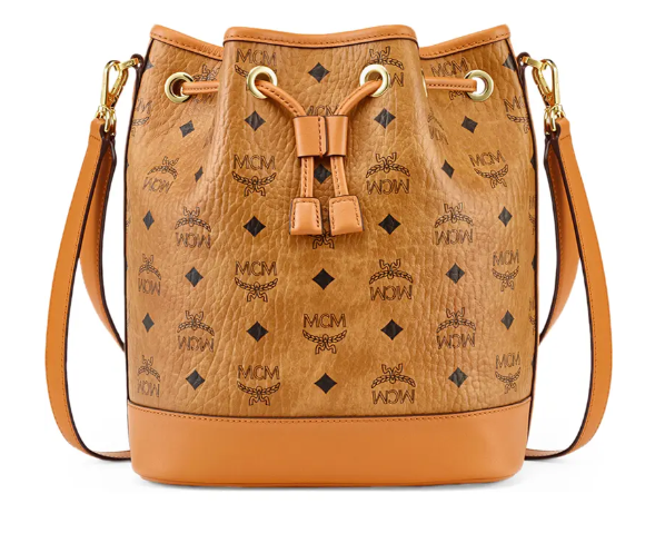MCM DESSAU DRAWSTRING BAG & POUCH VISETOS COGNAC