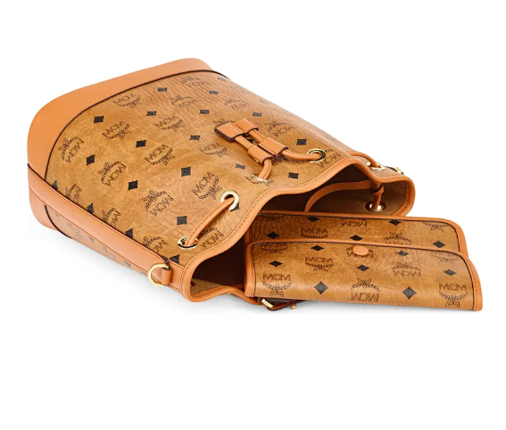 MCM DESSAU DRAWSTRING BAG & POUCH VISETOS COGNAC