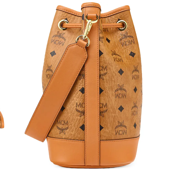 MCM DESSAU DRAWSTRING BAG & POUCH VISETOS COGNAC