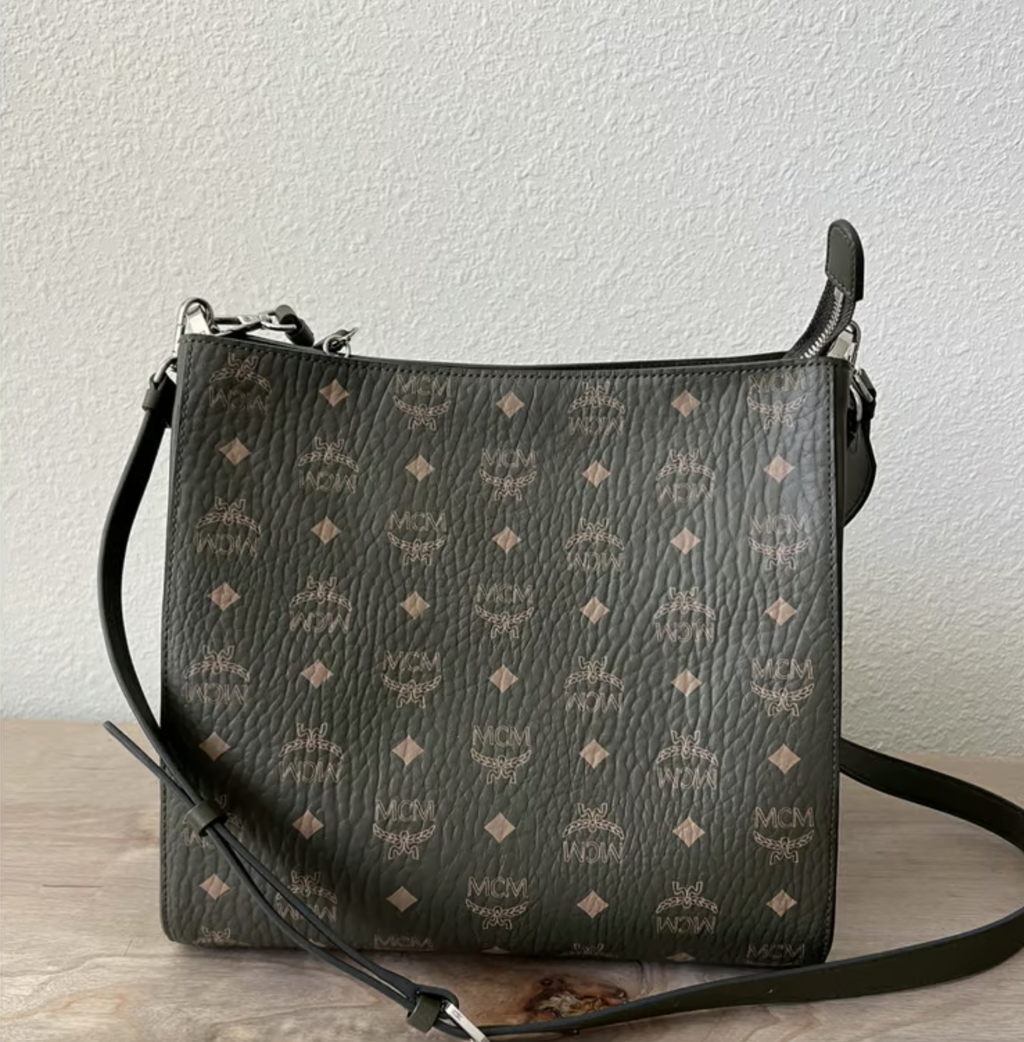 MCM VISETOS MONOGRAM HOBO BAG SEA TURTLE GREEN