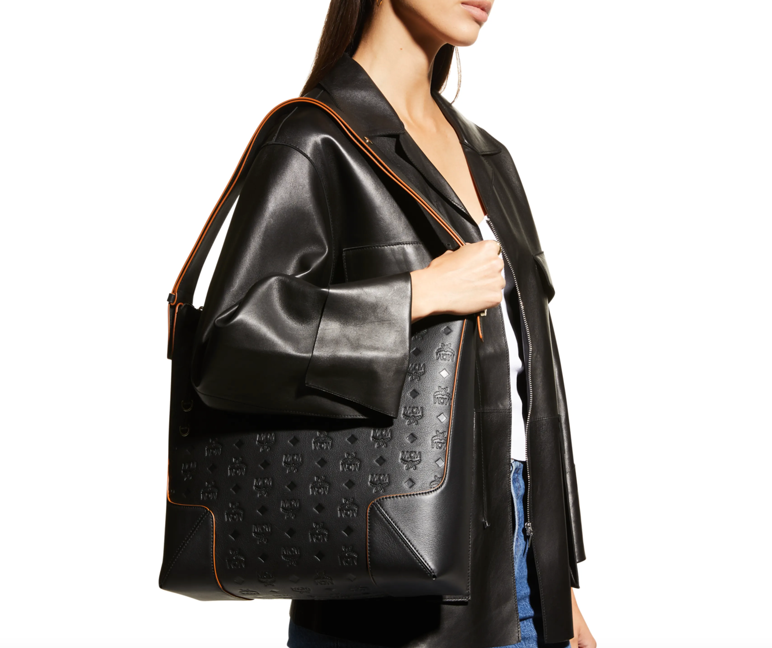 MCM Klara Large Monogram Leather Hobo Bag