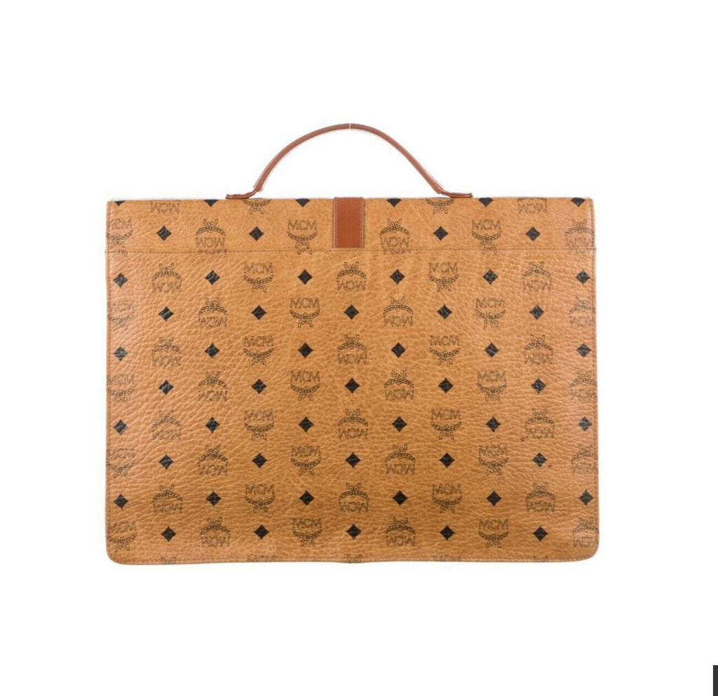 MCM Cognac Vintage Michael Cromer Munchen Logo Briefcase