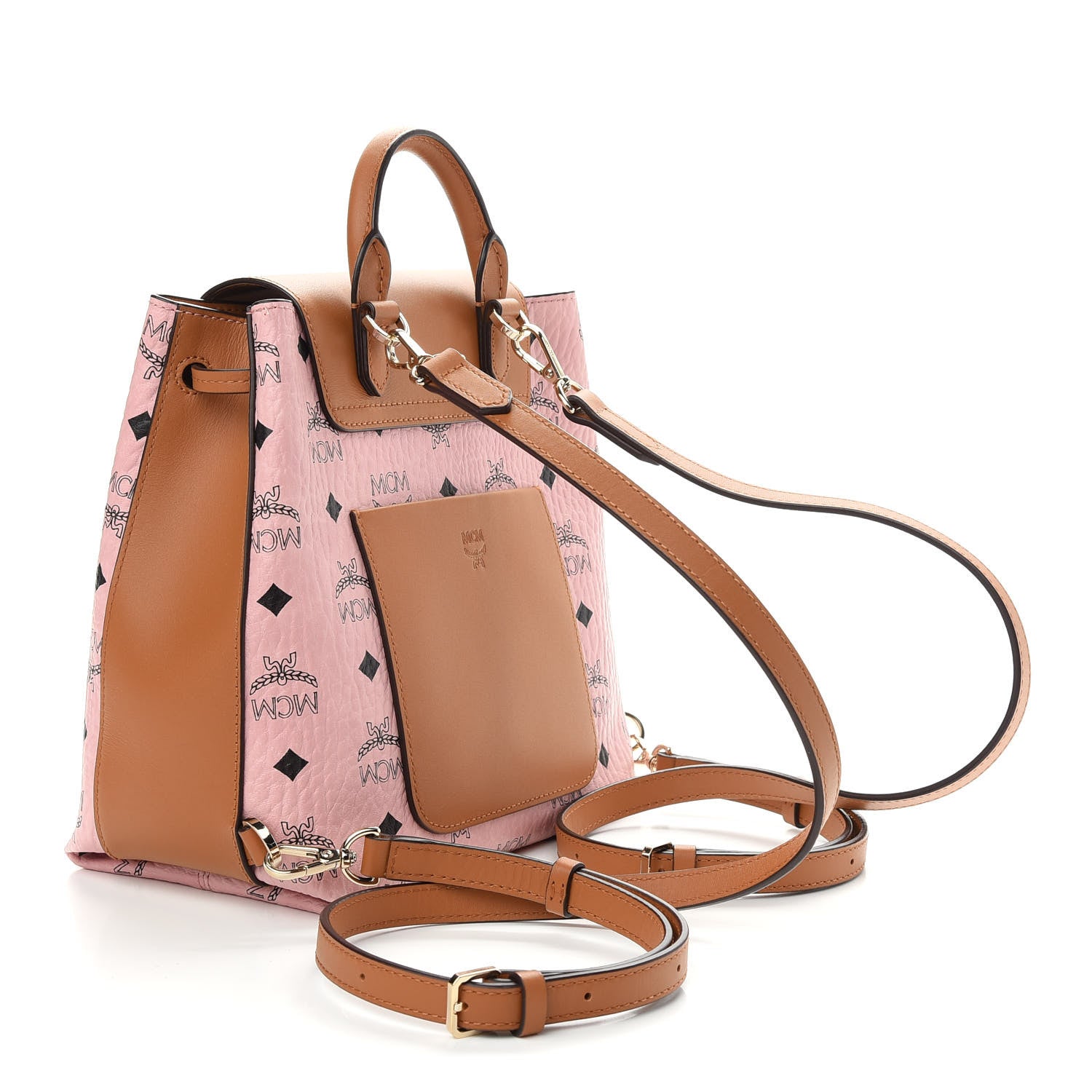 MCM MFO Colorblock Leather Backpack In Soft Pink