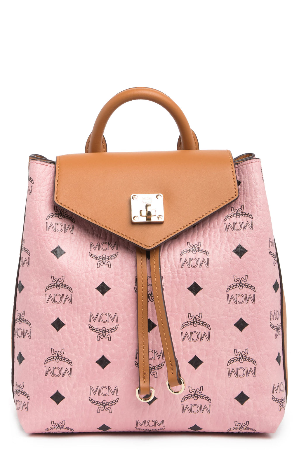 MCM MFO Colorblock Leather Backpack In Soft Pink