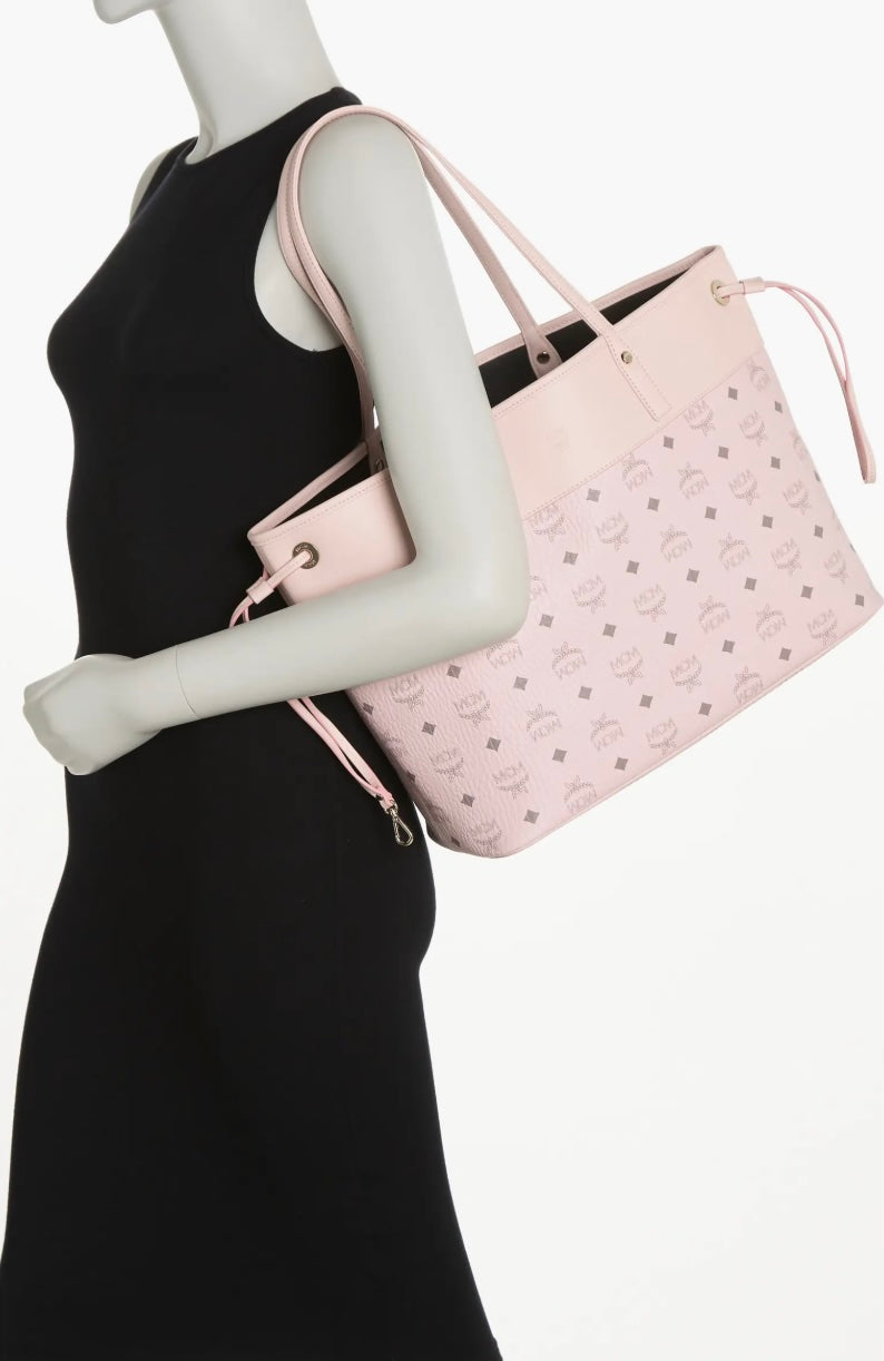 MCM MEDIUM AREN VI LEATHER VISETOS SHOPPER TOTE BAG