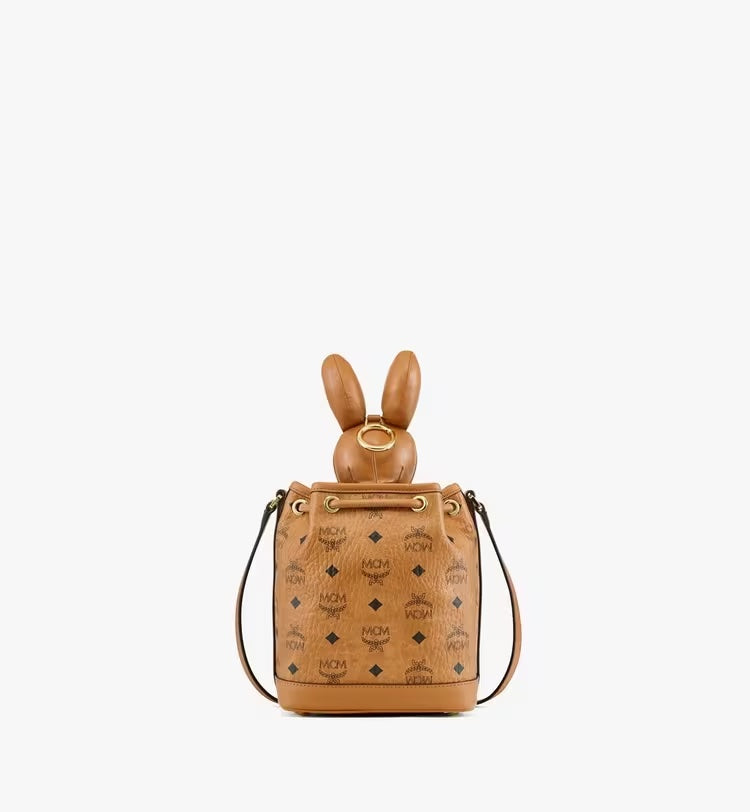 MCM PARK RABBIT VISETOS DRAWSTRING CROSSBODY BAG