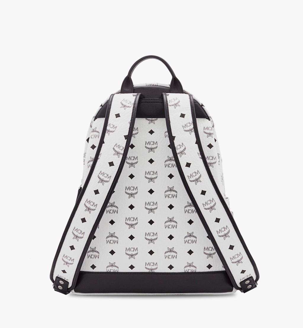 MCM STARK SIDE STUDS VISETOS WHITE BACKPACK
