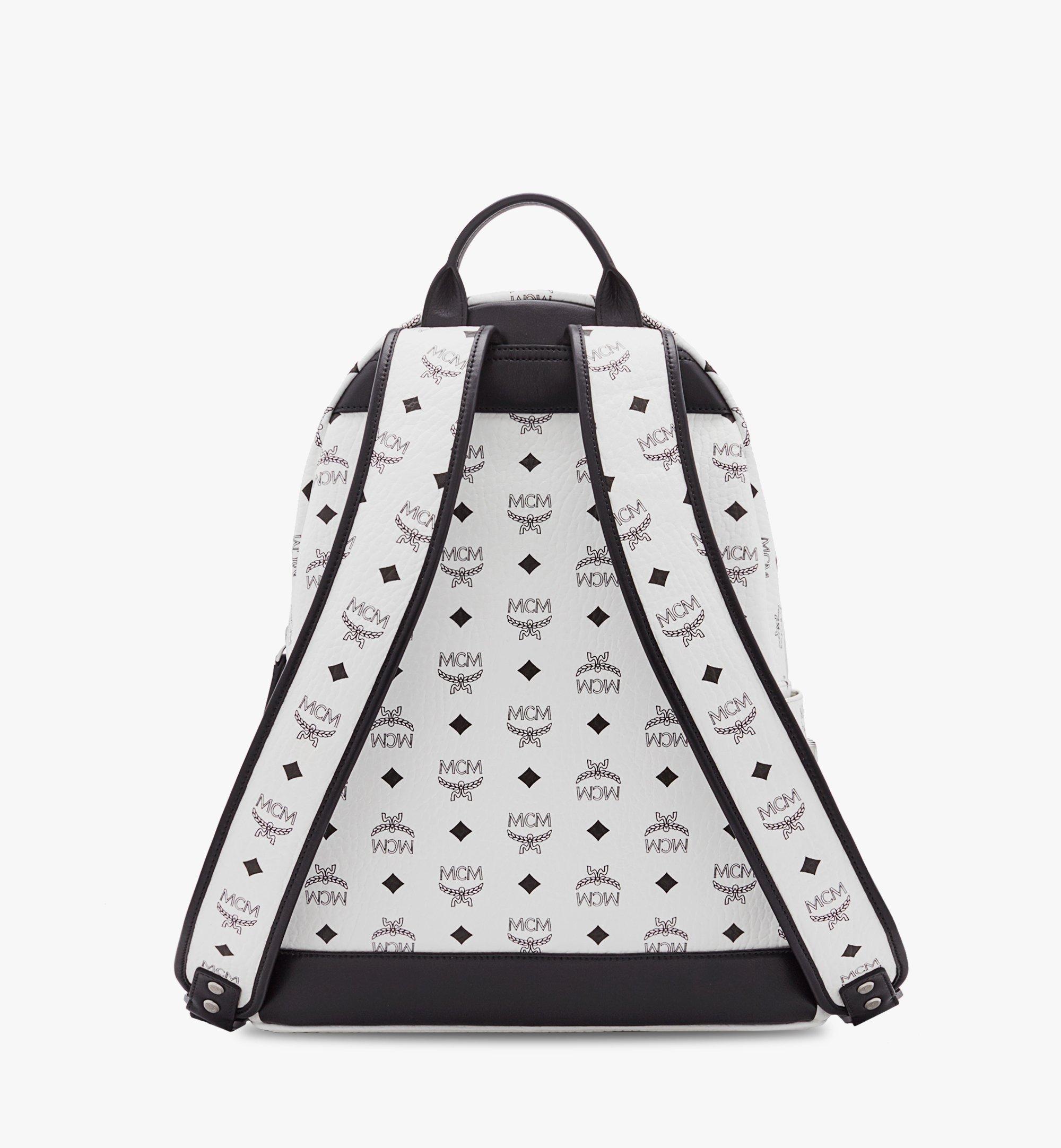 MCM STARK SIDE STUDS VISETOS WHITE BACKPACK