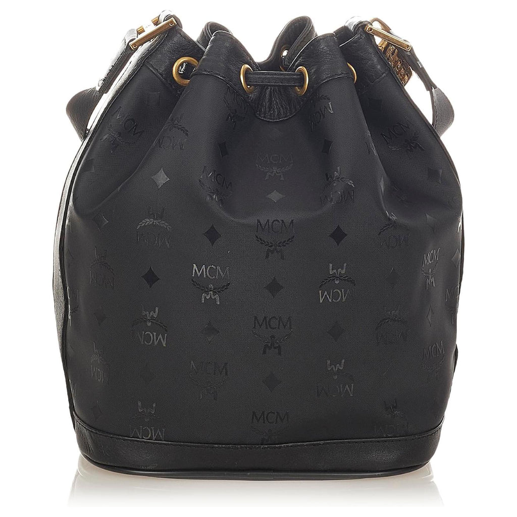 MCM VINTAGE MUNCHEN LOGO DRAWSTRING BUCKET BAG