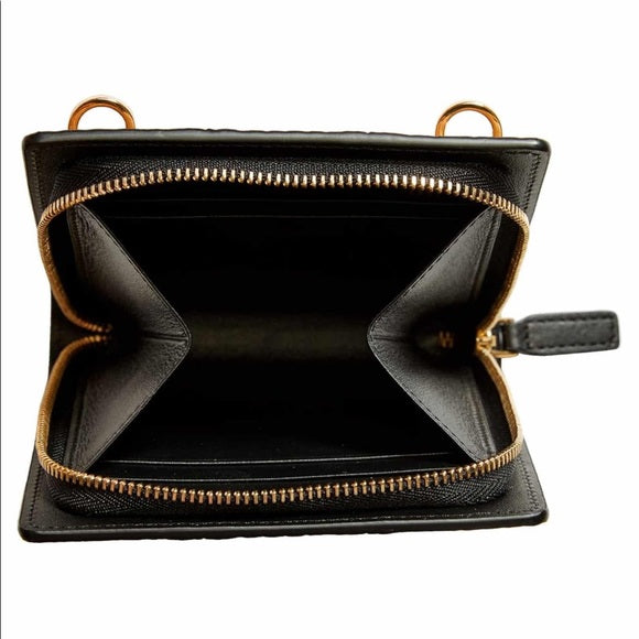MCM LEATHER VISETOS CARD CASE WITH STRAP