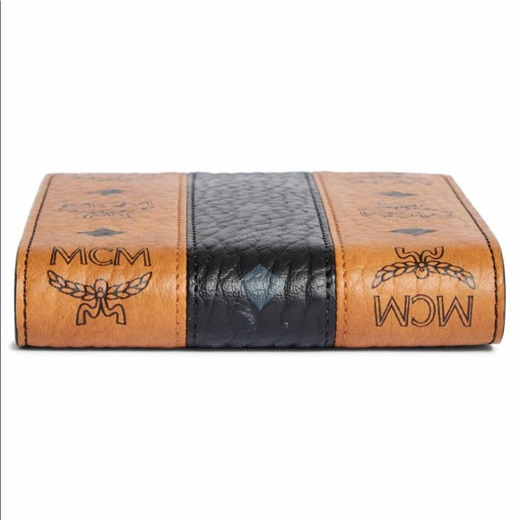 MCM LEATHER VISETOS CARD CASE WITH STRAP