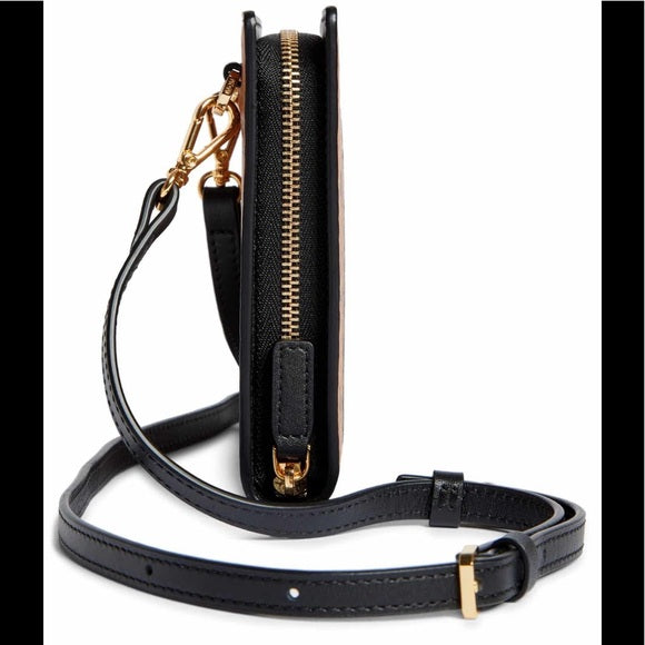 MCM LEATHER VISETOS CARD CASE WITH STRAP