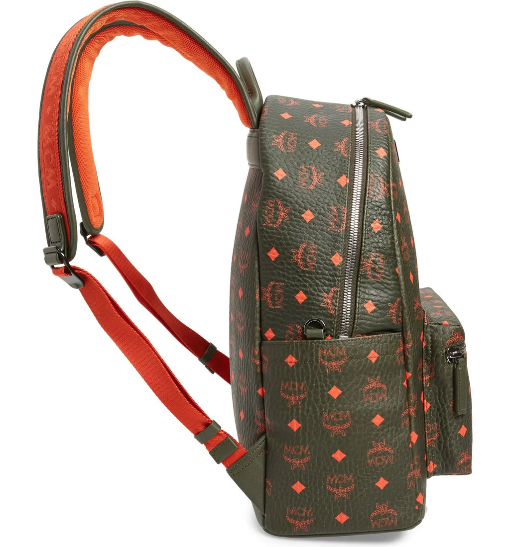 MCM STARK MONOGRAM BACKPACK IN WINTER MOSS