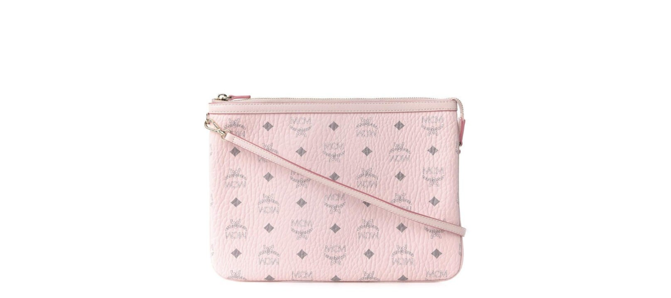 MCM Powder Pink Monogram Visetos Logo Pochette