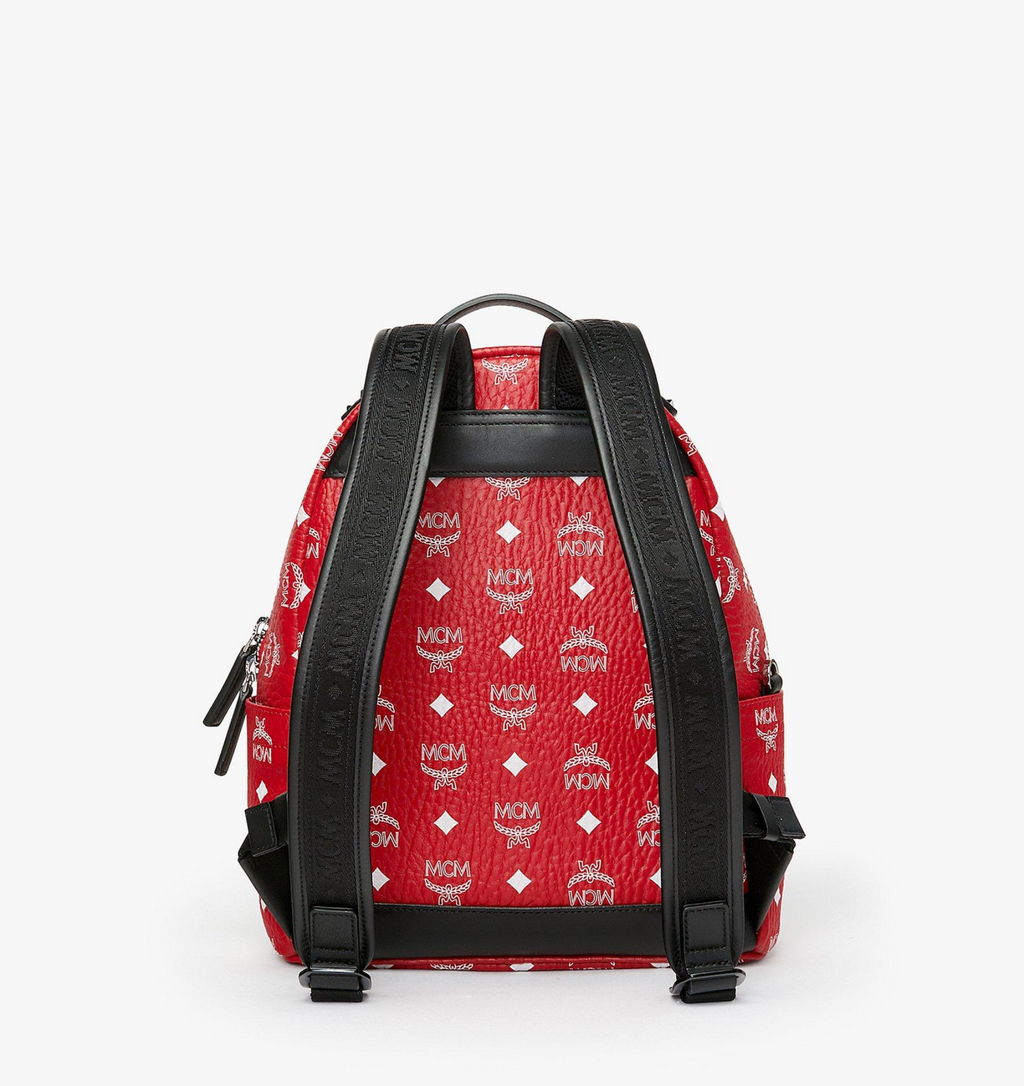 MCM Stark Backpack Vivid Red White Logo Visetos