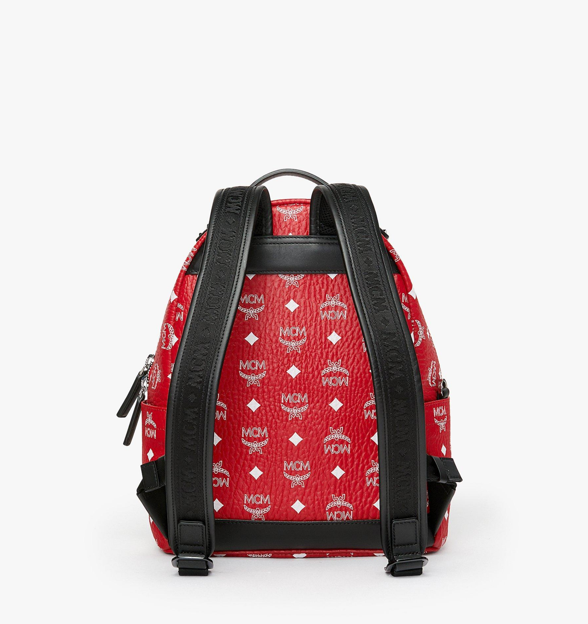 MCM Stark Backpack Vivid Red White Logo Visetos